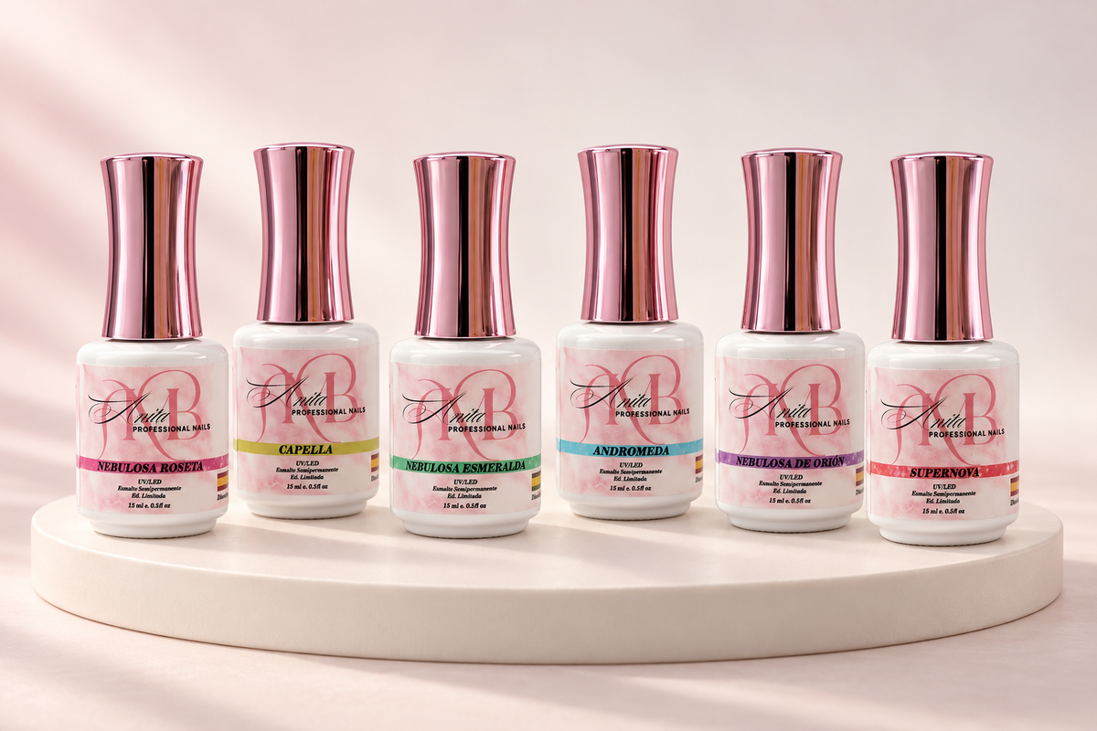 Los seis esmaltes del kit ojo de gato luminiscente